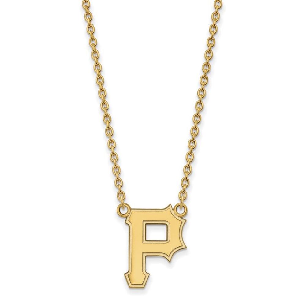 10K Yellow Gold MLB Pittsburgh Pirates Large Letter P Necklace, 18 In